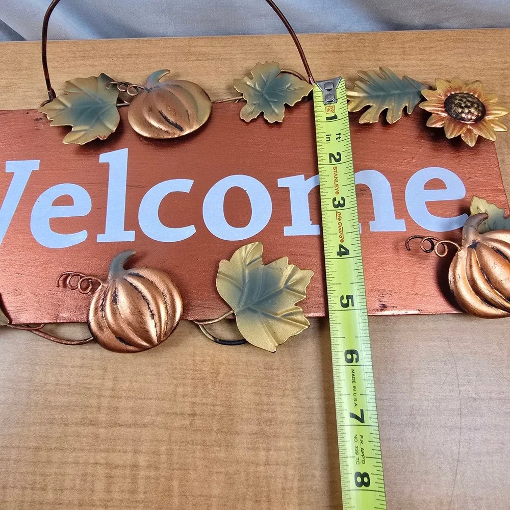 Thanksgiving Halloween Fall Autumn Hanging Welcome Sign Tin ~13